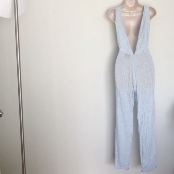 [Solid & Striped] Light Blue Linen Jumpsuit Pants - Picture 7 of 8